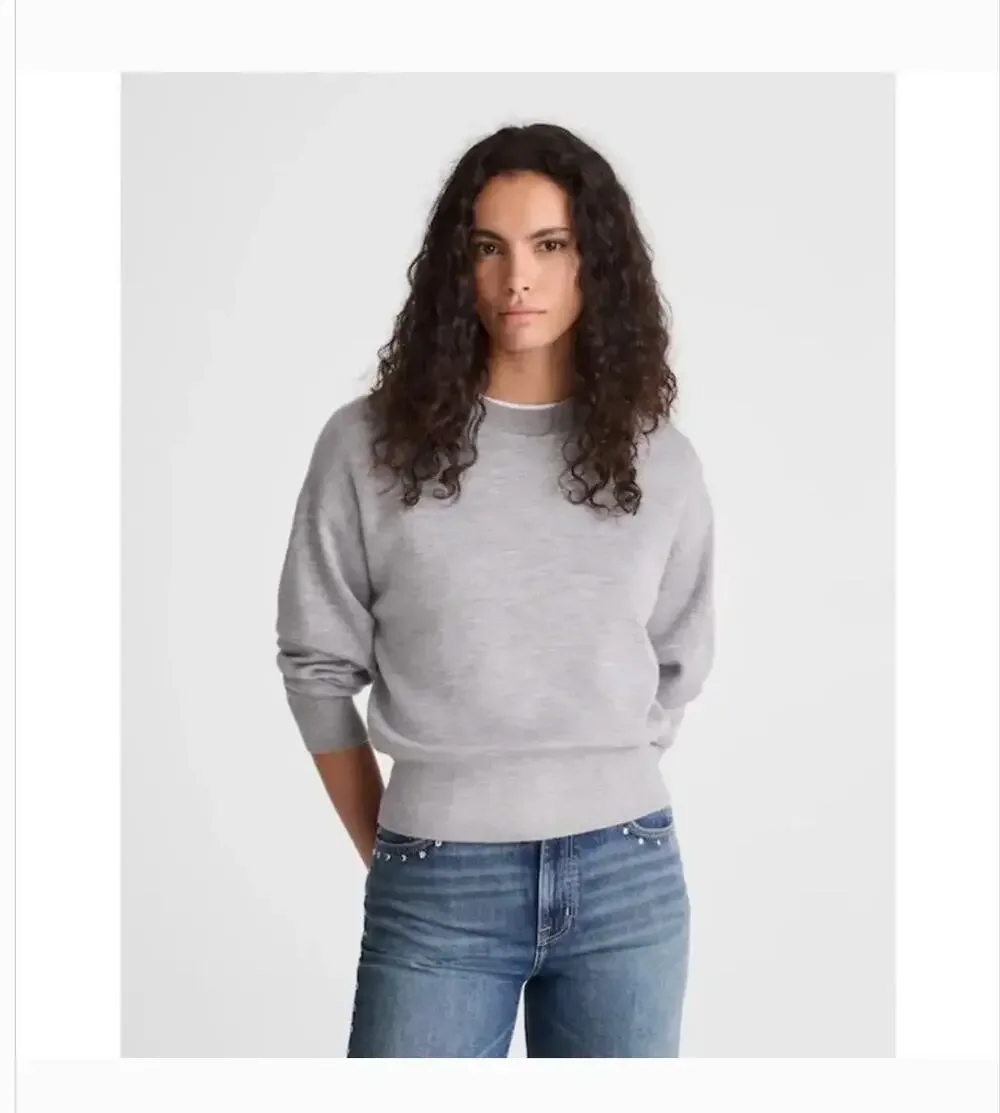 Madewell Relaxed Crewneck Sweater Merino Silk S NWOT Gray NW843 Prep Minimalist